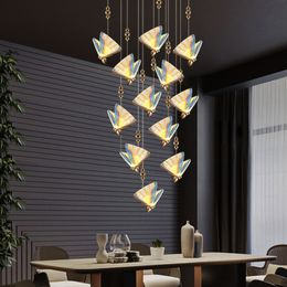 Modern Minimalist Acrylic Colourful Butterfly Chandelier Lamp Living Room Villa Insect Home Ceiling Pendant Indoor Lighting