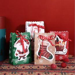 Christmas Gift Wrap Bag Halloween Candy Paper Bags Birthday Wrapping Bow Snowflake with Hand xmas Decorations