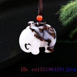 Jade Elephant Pendant Natural Jewelry Chinese Double sided Necklace Amulet Fashion Carved Jadeite Charm Gifts