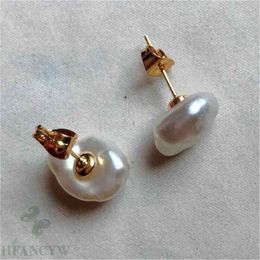 Fashion white Colour Baroque Pearl 18K Gold Earrings Cultivation Jewellery Aurora Bead Personality Mesmerising Diy 210616
