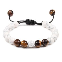 Tiger Eye Beads Bracelets Men Lava Rock Stone Essential Oil Diffuser Bracelet Braided Rope Buddha Bracelet Bangle Adjustable