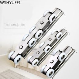 Three Stainless Steel Gold Hanging Wheels Two-way Sliding Door Track Pulleys Kitchen Mute Smooth Other Hardware