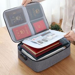 File Organiser Bags Home Office Safe Bag with Lock Travel Portable Filing Storage Bag for Important Passport Certificates Legal Documents
