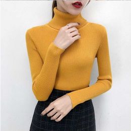 Bonjean Winter Knitted Jumper turtleneck Tops Pullovers Casual Sweater Shirt Long Sleeve Tight Sweater Girls Korean 211011