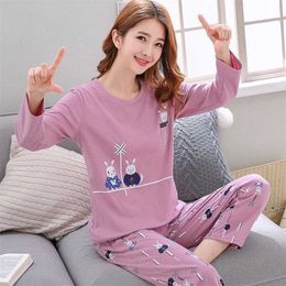 Kids Girls Long Sleeve Thin Pyjamas Set Cartoon Pijamas Nightwear Pyjamas Casual Teens Homewear for Big 11-16y 211109