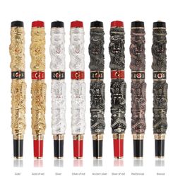 Fountain Pen Elegantly carved pen with two dragons playing with beads Clip Pens Classic Fountain-Pen Business Writing Gift for Office Stationery Supplies