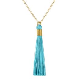 Ethnic Long Tassel Necklace Women Golden Rope Wrap Silk Fabric Bohemian Simple Vintage Statement Fringe Necklace
