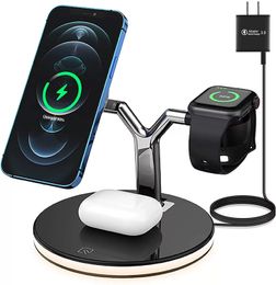 3 in 1 Magnetic Wireless Charger 15W Fast Charging Station for Magsafe iPhone 12 pro Max Chargers for Samsung S10 Xiaomi Smartphone Apple Watch Airpods pro