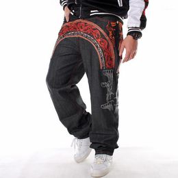 baggy dance pants men Australia - Men's Jeans Embroidery Denim Pants Loose Streetwear Dance Straight Baggy Skateboard Plus Size Trousers Hip Hop Casual Men