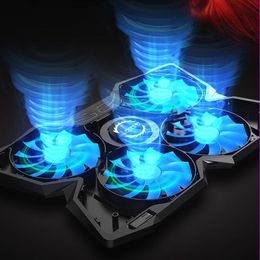 17 inch cooling pad NZ - Laptop Cooling Pads Powerful Air Flow Portable 14-17 Inch Gaming Cooler Notebook Pad Silent Red Blue 4 Fans Adjustable Stand