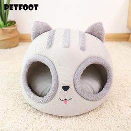 Kennels & Pens Deep Sleep Comfort In Winter Cat Bed Little Mat Basket Small Dog House Products Pets Tent Cozy Cave Bbeds Indoor Cama Gato