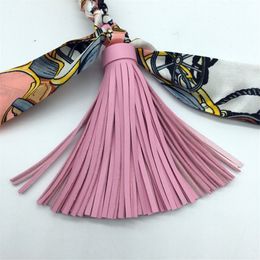 Keychains Scarf PU Leather Tassel Car Key Chain Ring Holder Fashion Pendant Bag Charm Keyring Jewellery Accessories for Girl Gift