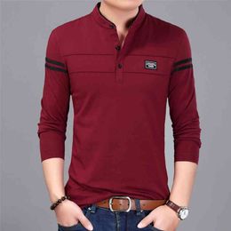 2020 New Men T Shirt Man Long Sleeve tshirt Men's Clothing Mandarin Collar T-Shirts Tops & Tees Male Tshirts Y0323