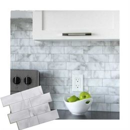 Adesivos de parede Branco cinza 3D mosaico mosaico casca e telha auto adesiva backsplash cozinha casa de banho decalque