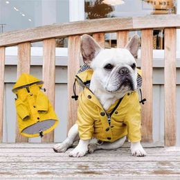 SUPREPET Pet Dog Raincoat with Pockets PU French Bulldog Clothes for Small s Waterproof Puppy Coat Jacket Accessories 210914