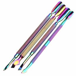 cuticles pusher UK - Nail Art Kits 1pc Dual-ended Cuticle Pusher Dead-skin UV Gel Polish Remover Manicure Tool Chameleon Rainbow 4 Color Design