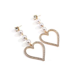 Fashion Rhinestone Love Heart Long Tassel Drop Earrings for Women Elegant Geometric Earring Brincos Bijoux Wholesale