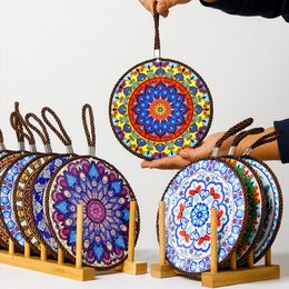 Moroccan Ceramic Coasters Non-Skid Heat Insulation Pot Mug Mat with Cork Base Cafe Kitchen Restaurant Accesory