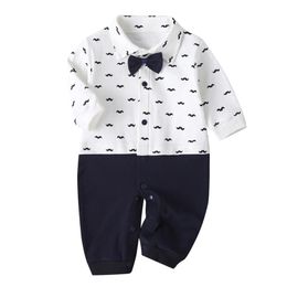 baby mustache clothes Canada - Jumpsuits Born Infant Spring Baby Boys Romper Clothing Cotton Gentleman Bow Jumpsuit Fashion Mustache Print Clothes Party Outfits Gifts