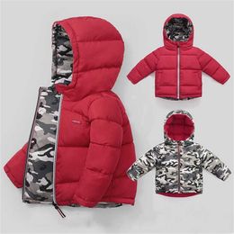 LZH 2021 Children Down Jacket Padded Jacket For Kids Camouflage Double-Sided Wear Clothing For Boys Autumn Winter Baby Boys Coat H0909