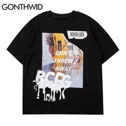 Hip Hop Streetwear Tshirts Harajuku Graffiti Poster Punk Rock Gothic T-Shirts Mens Casual Short Sleeve Tees Shirts Tops 210602