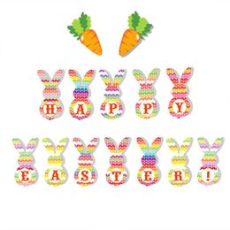 new Cute Cartoon Bunny Pulling Flags Easter Party Lovely Decorations Banners Festival Party Decoration Decor Ornaments EWE7484