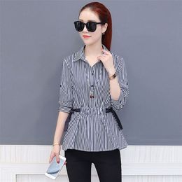 Office Work Wear Women Spring Summer Style Chiffon Blouses Shirts Lady Casual Bow Tie ong Sleeve Blusas Tops DF2420 210323