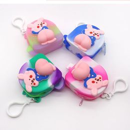 Silicone Toys Coin Purse Adults Children Sensory Decompression Crafts Keychain