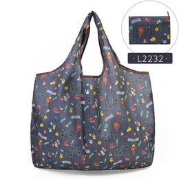 Shopping Bag Women Waterproof Fashion Foldable Eco-friendly Reusable Portable Shoulder Handbag Folding Polyester Travel Shopping Grocery Bags