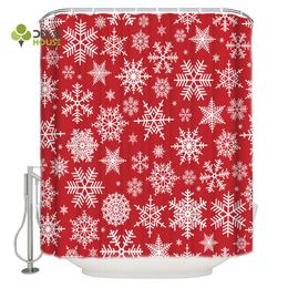 Shower Curtains DEARHOUSE Curtain Christmas Snowflakes Red Happy Year Bathroom Home Decoration