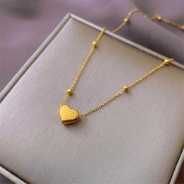 3 Colours Concise Design Pendant Necklaces Slender Chains With Small Balls And Heart Decoration Luxurious Women Beads Chain Necklace Wholesale