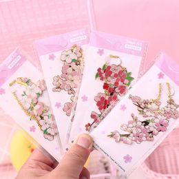 Bookmark 1pc Cherry Blossoms Cute Pendant Flower Metal Art Exquisite Book Mark Page Folder Office School Supplies Stationery