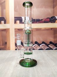 11"Hookah Big Heavy Double Tree Perc Glass Bong Tobacco Smoking Water Pipe Bubbler Smoke Pipes Bongs Bottles Dab Rig