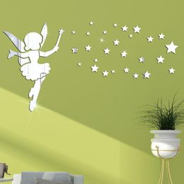 Wall Stickers Cartoons Fairy Stars Mirror Acrylic Sticker Home Decor 3D Mural Children's Room Living Decoration