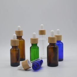 Dropper Stop 2oz Amber Glass Droppers Bottles with Bamboo Lid Cap Essential Oil Bottle 15ml 20 30ml