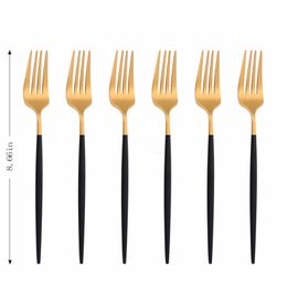 6Pcs Colourful Stainless Steel Dinnerware Matte Dinner Fork Complete Cutlery Set Kitchen Tableware Silverware Set Eco Friendly 211112