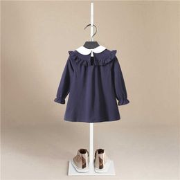 Baby Girl Dress 2020 New Clothes Autumn Brand Baby Girls Lapels Children Clothing England Style Cotton Straight Kids Dresses Q0716