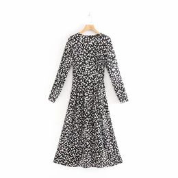 Wave dot Printing O Neck Long Sleeve Women Slim Dress Leisure Lady Dresses D3669 210430