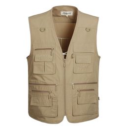 6 Colors Large Size Quick-Drying Work Vest Mens Fishing Camping Sleeveless Jacket Outdoor Male Waistcoats with Many Multi Pocket 211111