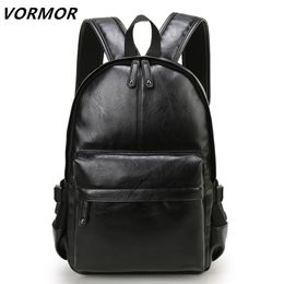 VORMOR Brand Men Backpack Leather School Backpack Bag Fashion Waterproof Travel Bag Casual Leather Book bag Male K726