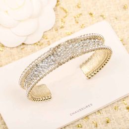 2022 Top quality opened bracelet with diamond and nature shell beads in 18k gold plated for women wedding Jewellery gift have box stamp PS7291