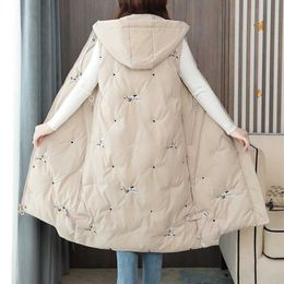5XL Plus Size Sleeveless Long Vests for Women Winter Oversized Black Jacket Warm Down Coat Female Clothing 211120