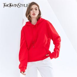 Casual Sweatshirts For Women Hooded Collar Long Sleeve Loose Lace Up Knitting Pullovers Female Autumn Clothing 210524