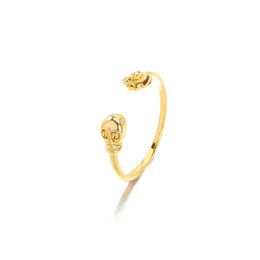 Retro Flower Skull Rings For Women Men Fashion Punk Stainless Steel Flowers Open Adgustable Ring Jewelry Gift G1125