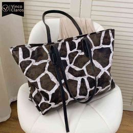 Shopping Bags Fashion Animal Prints Casual Tote for Women Luxury Handbags Designer Leather Shoulder Bag Big Shopper Sac a Main Trend220307