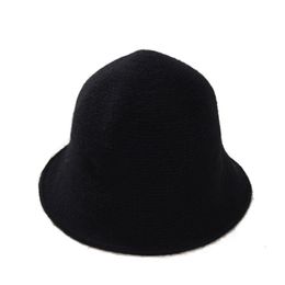 Women Elegent Cloche Hat Warm Knitted Wool Winter Foldable Bucket Hats Cap D08E Wide Brim