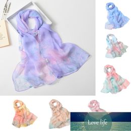 New Women Scarves Lotus Printing Chiffon Scarf Fashion Long Soft Wrap Ladies Shawl Silk Scarves For Women Neckerchief