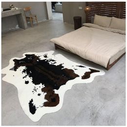 Carpets Cow Style For Living Room Bedroom Imitation Leather Fashion Area Rugs Mat Door Animal Print Carpet Home Decor