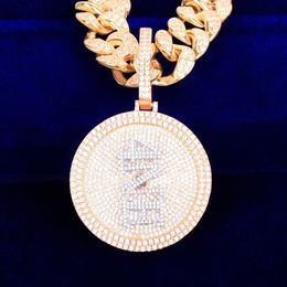 5x5cm Custom Name Medal Pendants Rapper Style Men's Hip Hop Necklaces Chain Any Font Letter/Number/Symbol/Color for Gift