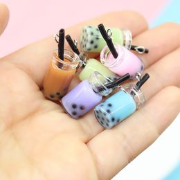 Cute Resin Pearl Milk Tea Bottle Charms Pendants For DIY Decoration Earrings Key Chains Fashion Jewellery Accessories